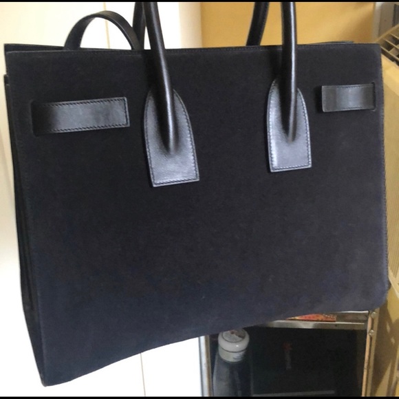 Black suede Sac De Jour YSL Saint Laurent Satchel - Picture 2 of 6